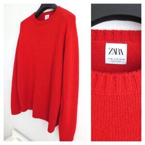 ZARA MEN'S SOFT TEXTURED SWEATER RED 5755/303 Sz-XL